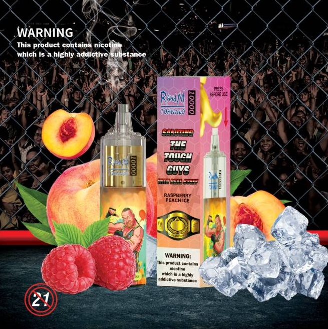 RandM Tornado 10000 Puffs Vape - Frambozen-Perzik-IJs: Jouw Zomerse Frisheid Revolutie