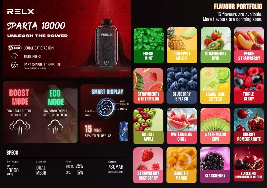 RELX Sparta 18000 Puffs Vape - appel: De Betuwse Ochtend in Je Zak