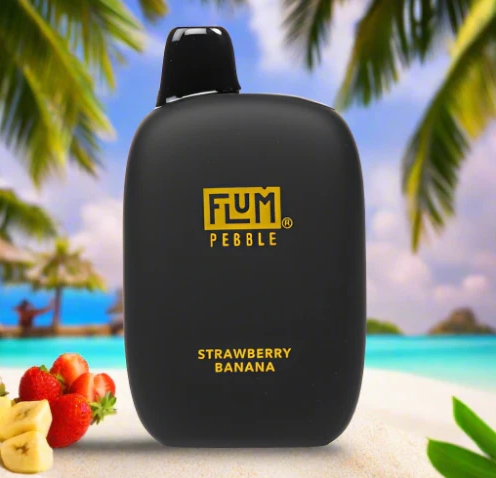 FLUM PEBBLE 6000 Puffs Vape: Jouw Aardbei-Banaan Zomer in Een Kiezelsteentje van Geluk!